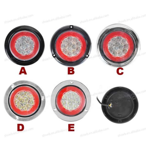 PK10717 For Universal Truck Trailer Red&Yellow 12-36V Brake Stop Turn Signal Running Parking Lights Led Round Rear Tail Light - Image 3