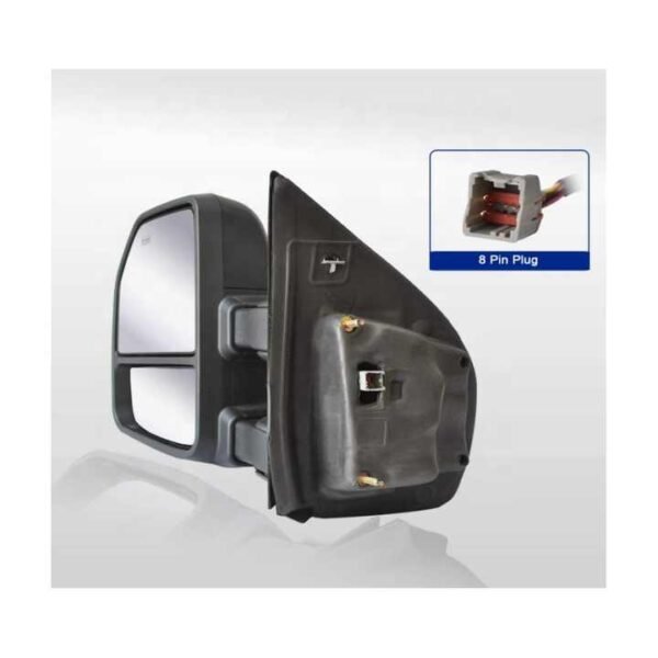 Towing Mirrors for Ford F150 Pickup Truck 2015 2016 2017 2018 2019, Power Heated with Turn Signal - 8 Pin Plug (Black) - Image 4