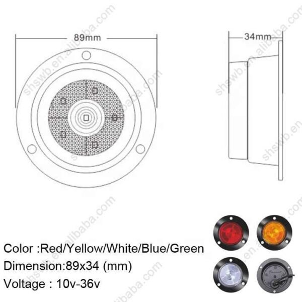 PK9295 For Universal Trailer Running Lights Flowing Brake Stop Led Waterproof Round Side Clearance Lamp Side Marker Tail Lights - Image 2
