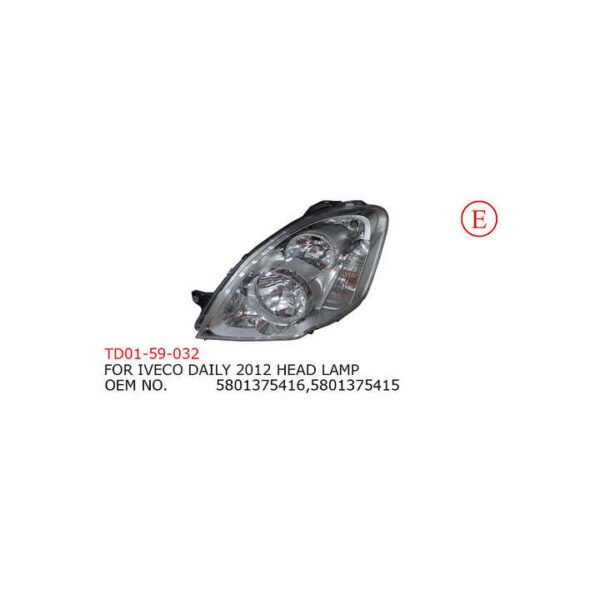 EMARK Halogen Headlight Front Lamp Right And Left 5801375415 5801375416 TD01-59-032L For Iveco Daily 2010-2014 - Image 2