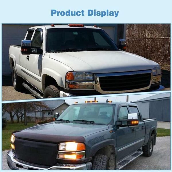 PK11608-1 For 03-06 Silverado GMC Sierra 1500 2500 GM1320411 GM1321411 Chrome Power Heated Amber Signals Light Towing Mirrors - Image 2