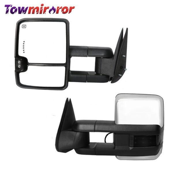 PK11608 Tow Mirrors For 03-06 Chevy Silverado GMC Sierra GM1320411 Chrome Power Heated Smoke LED Signals Tow Side Mirror - Image 3