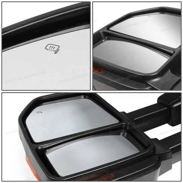 For 2008 to 2016 Ford F250 / F350 / F450 / F550 Super Duty Pair w / LED Turn Signal Light Heated Chrome Powered Towing Mirror - Image 5