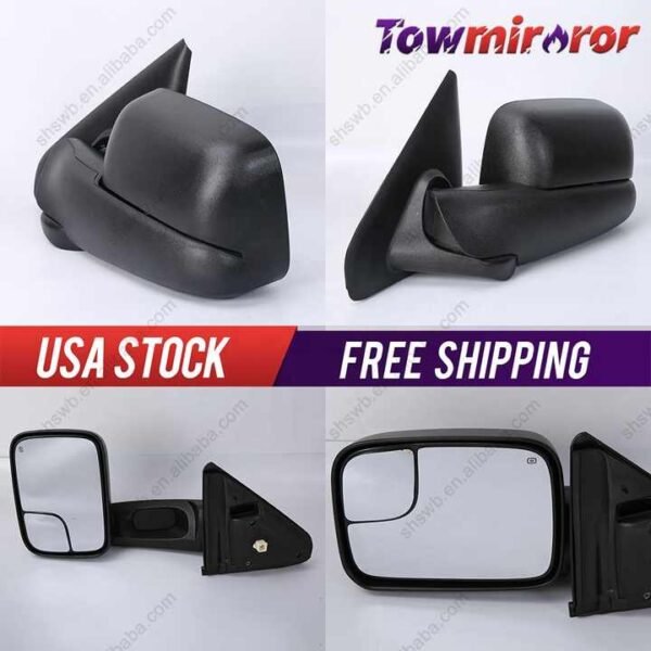 PK10697R Power Heated For 02-09 Dodge Ram Pickup Side View Tow Mirrors - Image 3