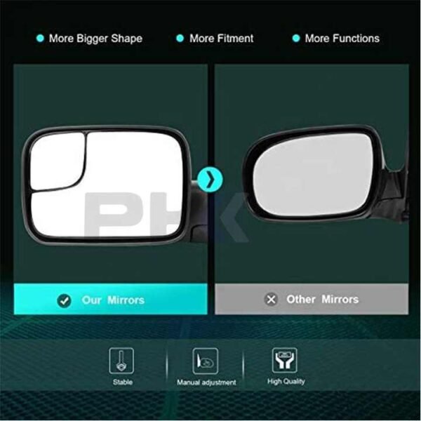 For Dodge Ram 1994-2001 PK10691 55156334AD High Quality Low Price Pair Manual Truck Towing Mirror - Image 3