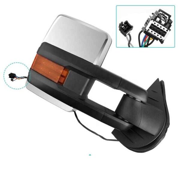 PK11604 For 2007-13 Silverado GMC Sierra Chrome High Quality Power Arrow Signal On Glass LED Amber Turn Signal Tow Mirrors