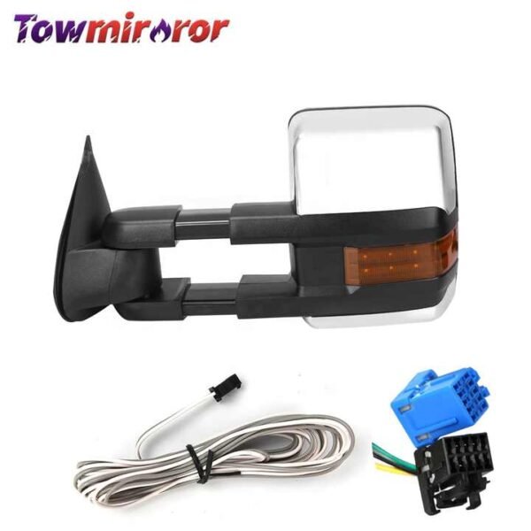 PK1160801 Tow Mirrors For 03-06 Silverado GMC Sierra GM1320411 GM1321411 Amber Chrome Power Heat LED Signals Towing Side Mirrors - Image 4