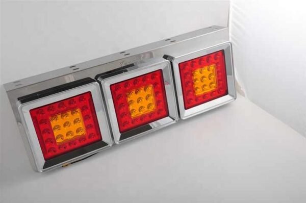 PK12992 Universal Truck Trailer Amber/Red/Clear Triple Light Bar Direction Brake Reverse Assembly Tail Rear Combination Lamp - Image 4