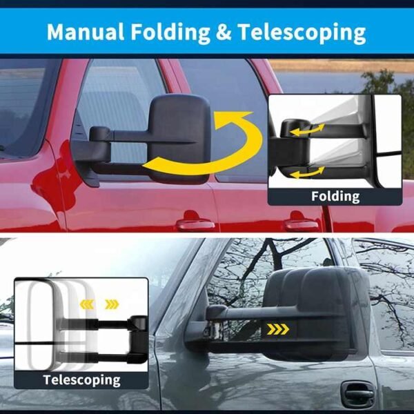 PK11609 Tow Mirrors For 1999-2002 Chevy Silverado GMC Sierra 1500 2500 3500 GM1320411 GM1321411 Pair Power Heated Towing Mirror - Image 2