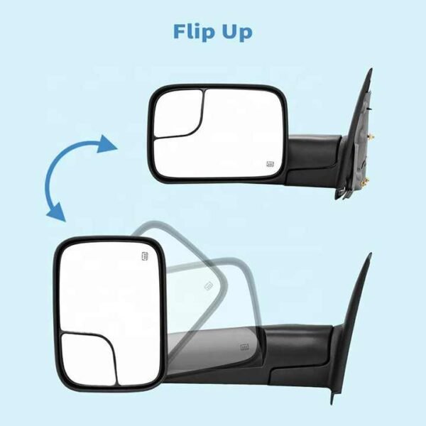 PK10697 For 02-08 Dodge RAM 1500 2500 3500 55077445AO 55077444AO Power Heated Pair Flip-Up Rear Tow Mirrors