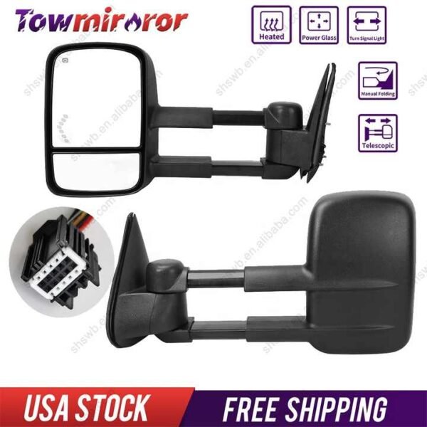 PK10664 Pair Telescoping GM1321354 GM1320354 For 07-13 Silverado GMC Sierra 1500 2500 3500 High Quality Stock Power Tow Mirrors - Image 2