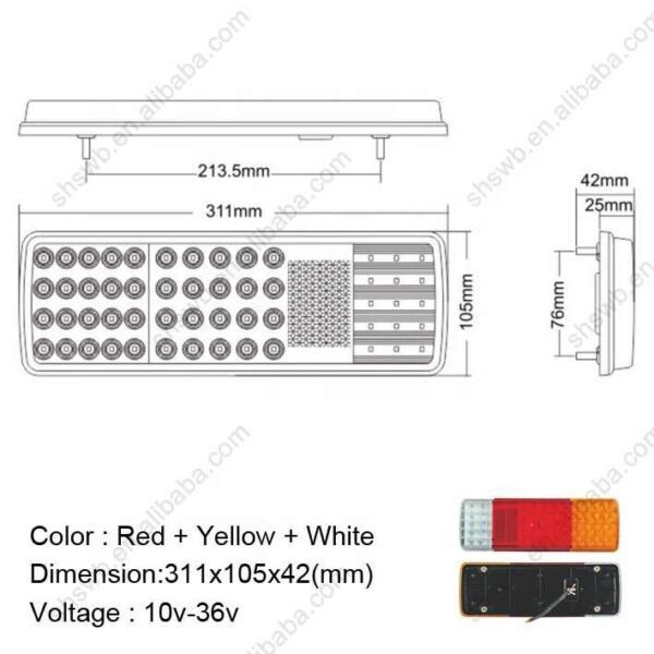 PK9049 For Hino Truck Three Color Led Taillight 12V/24V Warning Lights Rear Combination Lamp Assembly Tail Light - Image 2