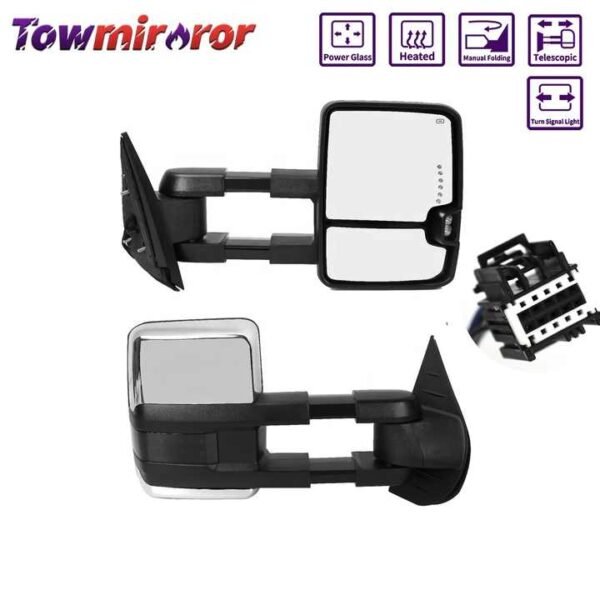 PK11604 For 07-13 Silverado GMC Sierra Chrome Power Heated GM1320407 GM1321407 Low Price LED Turn Signal Towing Mirrors - Image 2